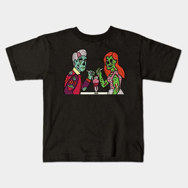 Zombie Couple Kids T-Shirt by tesiamarieart